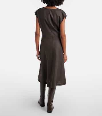 Draped wool-blend midi dress | Brunello Cucinelli