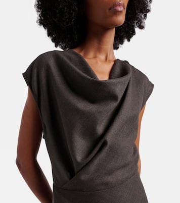Draped wool-blend midi dress | Brunello Cucinelli