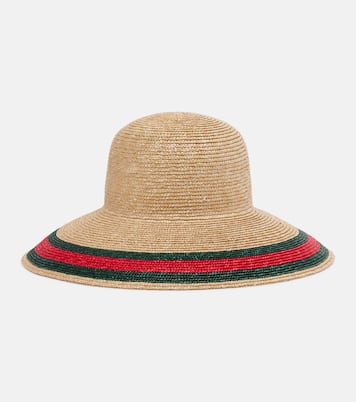 Web Stripe woven sun hat | Gucci