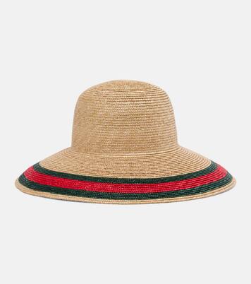 Web Stripe woven sun hat | Gucci