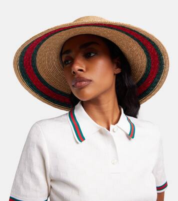 Web Stripe woven sun hat | Gucci