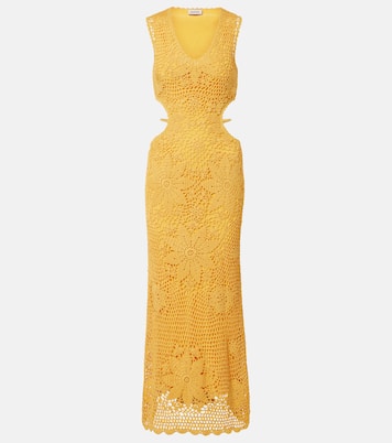 Lyla crochet floral cotton maxi dress | Simkhai