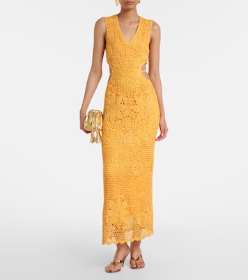 Lyla crochet floral cotton maxi dress | Simkhai