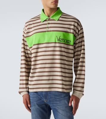 Striped cotton jersey polo shirt | Versace