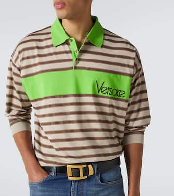 Striped cotton jersey polo shirt | Versace