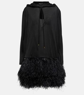Robe à capuche en soie à plumes | Tom Ford