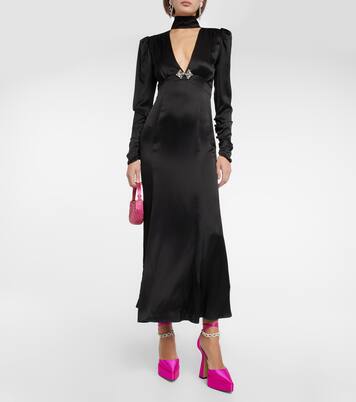 Bow Chain embellished satin platform pumps | Mach & Mach