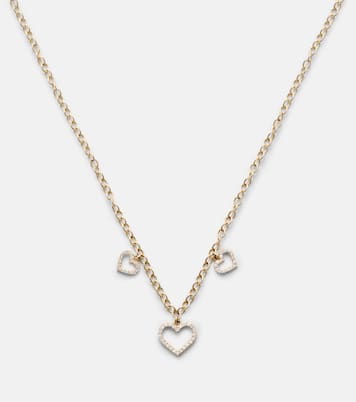 Collana Three Hearts in oro 14kt con diamanti  | Sydney Evan