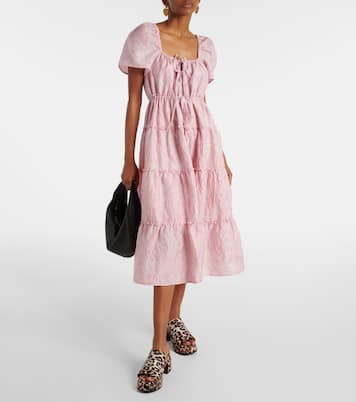 Mules imprimées à plateau en satin | Ganni