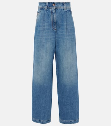 Pleated high-rise wide-leg jeans | Brunello Cucinelli