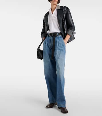 Pleated high-rise wide-leg jeans | Brunello Cucinelli