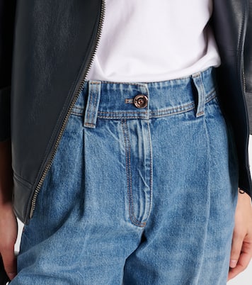 Pleated high-rise wide-leg jeans | Brunello Cucinelli