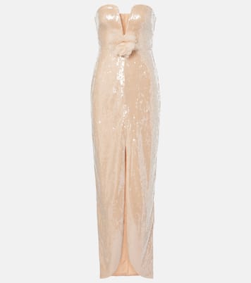 Floral-appliqué sequined gown | Self-Portrait