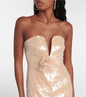 Floral-appliqué sequined gown | Self-Portrait