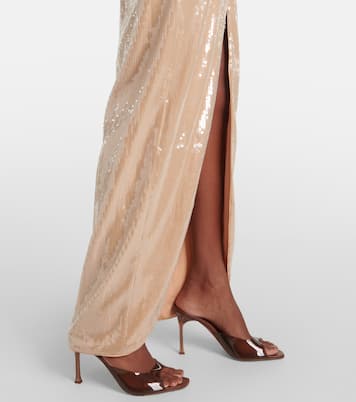 Floral-appliqué sequined gown | Self-Portrait