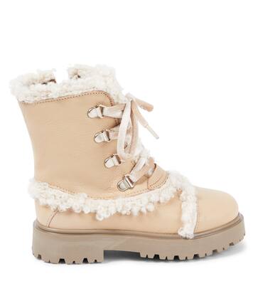 Faux shearling-trimmed leather boots | PèPè