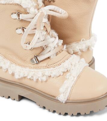 Faux shearling-trimmed leather boots | PèPè