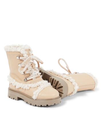 Faux shearling-trimmed leather boots | PèPè