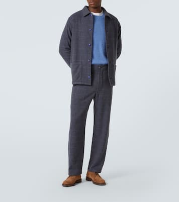 Wizard herringbone checked cashmere overshirt | God's True Cashmere