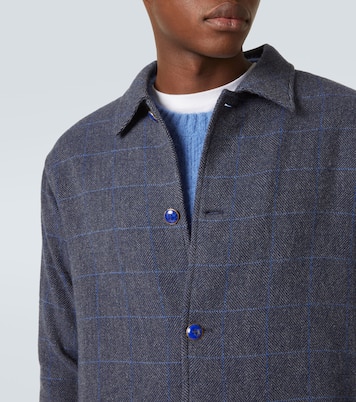 Wizard herringbone checked cashmere overshirt | God's True Cashmere