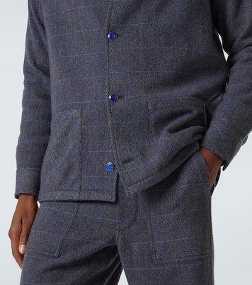 Wizard herringbone checked cashmere overshirt | God's True Cashmere