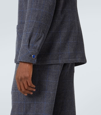 Wizard herringbone checked cashmere overshirt | God's True Cashmere