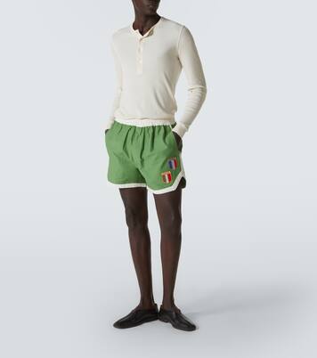 Euro appliqué cotton shorts | Bode