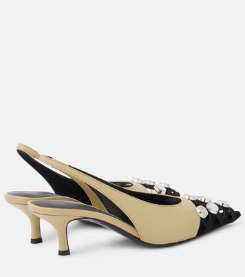Fiona 50 embellished leather slingback pumps | The Attico