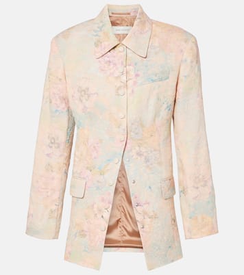 Floral linen-blend jacquard blazer | Dries Van Noten