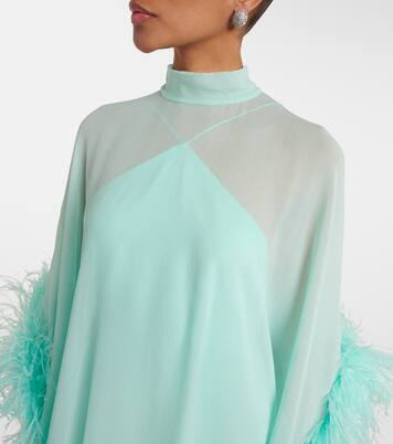 قفطان من الحرير مقلّم بالريش Penelope | Taller Marmo