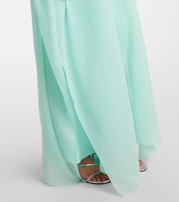 قفطان من الحرير مقلّم بالريش Penelope | Taller Marmo