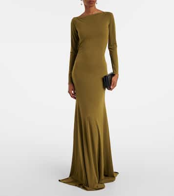 Draped open-back crêpe jersey gown | Alex Perry