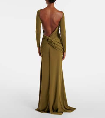 Draped open-back crêpe jersey gown | Alex Perry