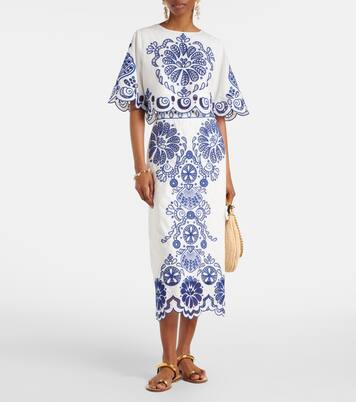 Bestickter Midirock aus Baumwolle | Farm Rio