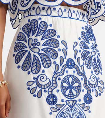 Bestickter Midirock aus Baumwolle | Farm Rio