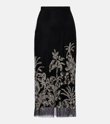 Gonna midi Leyla in tulle con perline | Costarellos