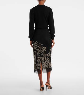 Gonna midi Leyla in tulle con perline | Costarellos