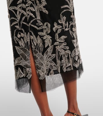 Gonna midi Leyla in tulle con perline | Costarellos