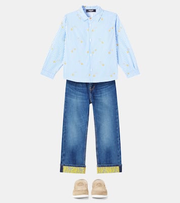 Camicia Safety Pin Bengal in cotone a righe | Versace Kids