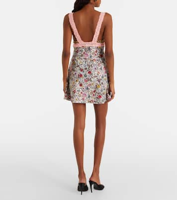 Embellished lace-trimmed minidress | Roberto Cavalli