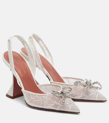 Rosie embellished lace slingback pumps | Amina Muaddi