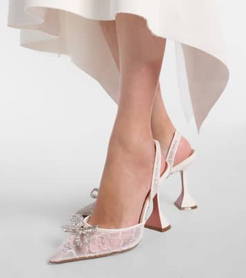 Rosie embellished lace slingback pumps | Amina Muaddi