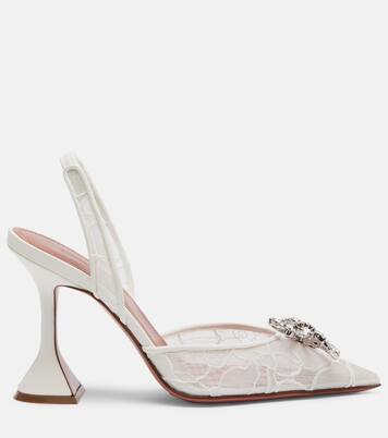Rosie embellished lace slingback pumps | Amina Muaddi