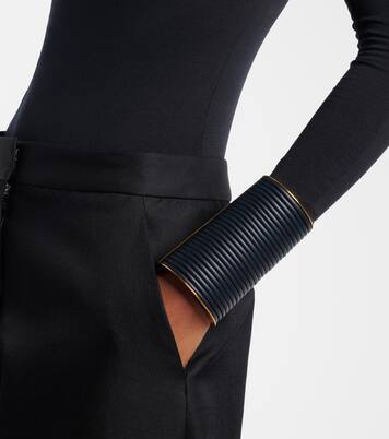 Leather-trimmed cuff bracelet | Alaïa