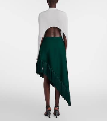 Asymmetric wool gabardine midi skirt | Alaïa