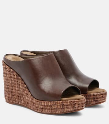 Leather espadrille wedges | Brunello Cucinelli