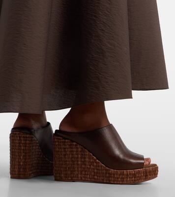 Leather espadrille wedges | Brunello Cucinelli