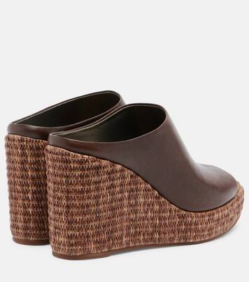 Leather espadrille wedges | Brunello Cucinelli
