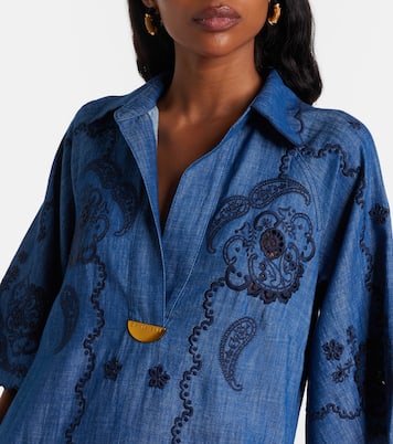 Aster embroidered denim midi dress | Zimmermann