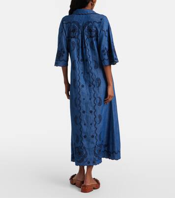 Aster embroidered denim midi dress | Zimmermann